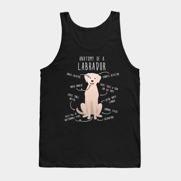 Yellow Labrador Retriever Dog Anatomy Tank Top by Psitta